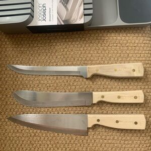 Chef’s Delight 3-Piece Knife Set PLUS Compact 2-Tier Knife Organizer